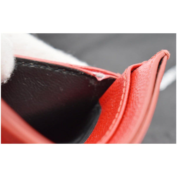 YVES SAINT LAURENT Monogram Grain Embossed Leather Card Case Red