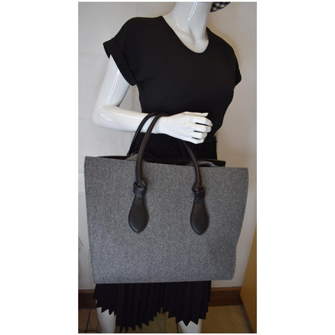 CELINE Tie Knot Felt Calfskin Tote Bag Grey/Black