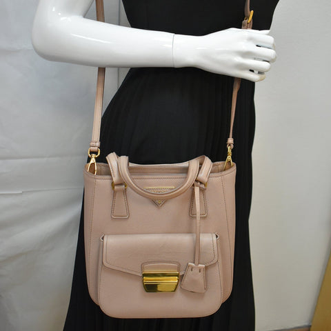 Prada Lux Metropolis Saffiano Leather Tote Bag Cipria