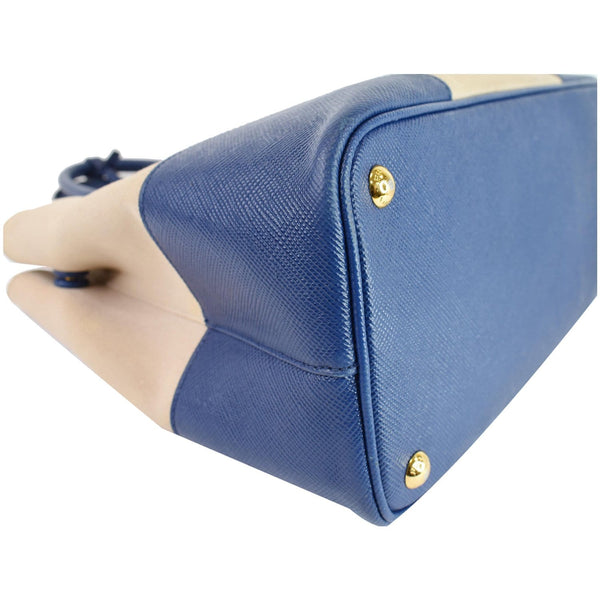 PRADA Galliera Two Tone Leather Tote Bag Blue/Tan