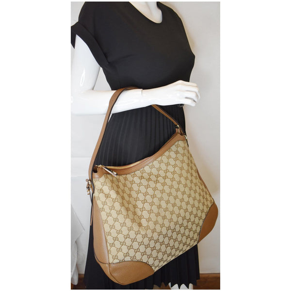 Gucci Large Bree GG Canvas Hobo Handbag brown