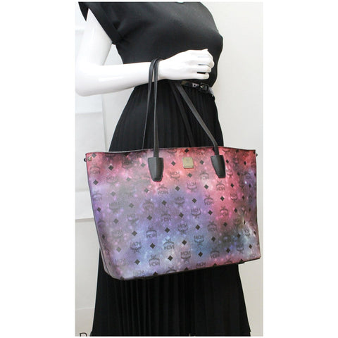 MCM Galaxy Visetos Medium Monogram Canvas Shopper Tote
