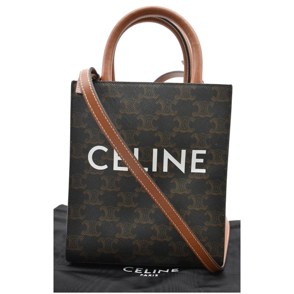 Celine Triomphe Vertical Cabas Small Calfskin Canvas Bag