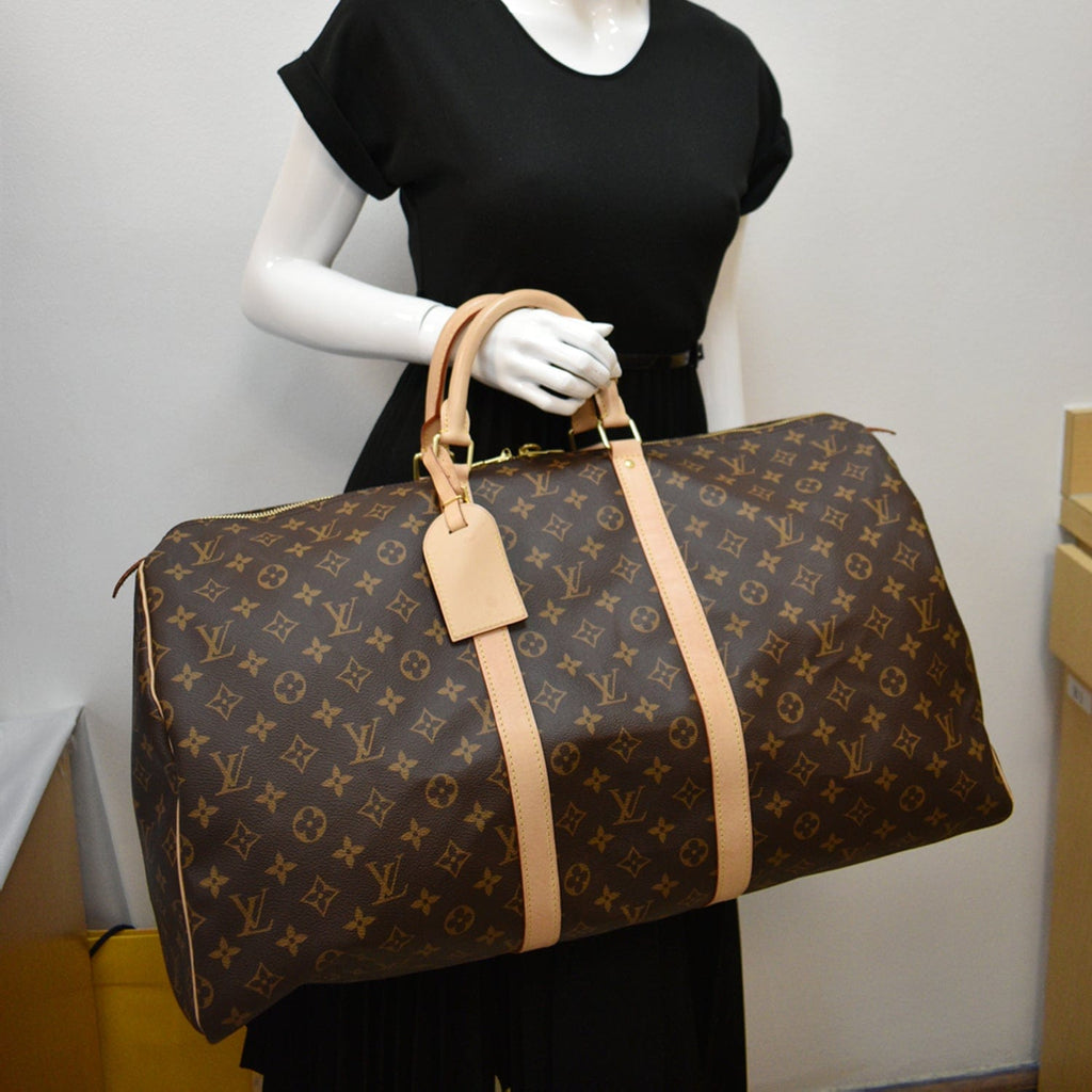 Keepall cloth travel bag Louis Vuitton Brown in Cloth - 36663202
