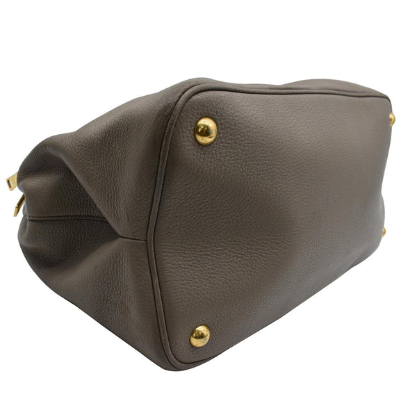 Prada Calf Leather Tote Bag Clay Gray - Dallas Handbags