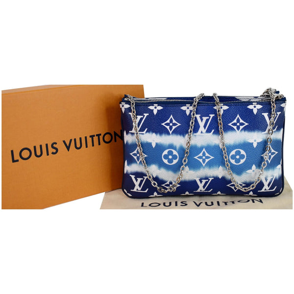 LOUIS VUITTON Escale Pochette Double Zip Chain Pouch Bag Blue