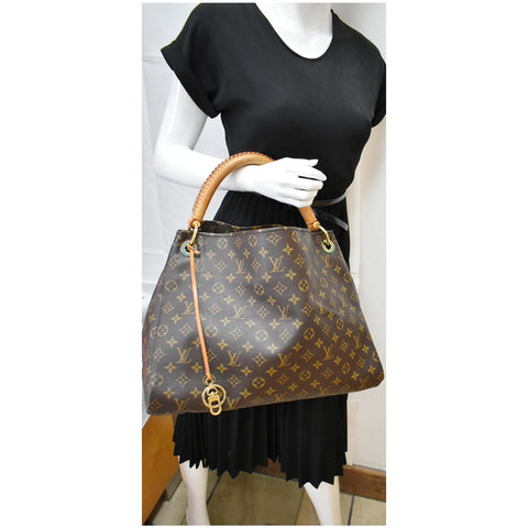LOUIS VUITTON Artsy MM Monogram Canvas Hobo Bag Brown