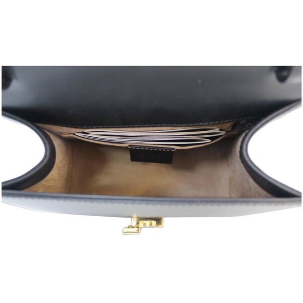 GUCCI Sylvie Mini Leather Crossbody Bag Black 470270