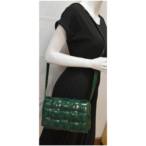 BOTTEGA VENETA Padded Cassette Leather Crossbody Bag Dark Green
