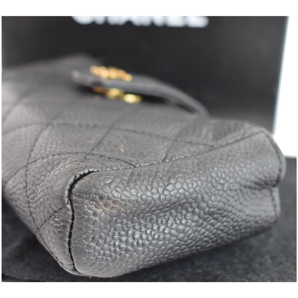 Chanel Quilted Caviar Leather Mini Phone Holder Clutch side peview
