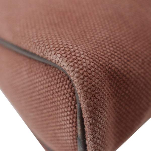 HERMES Heeboo Canvas Top Handle Satchel Bag Brown
