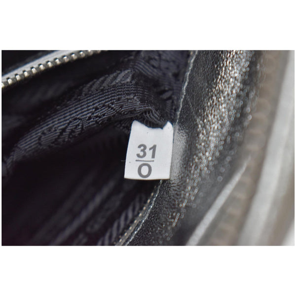 PRADA Diagramme Leather Crossbody Bag Metallic Silver