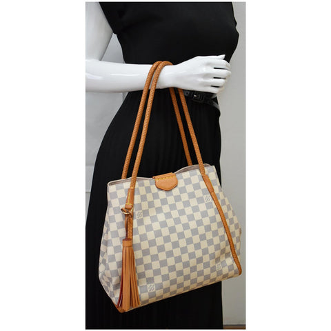 LOUIS VUITTON Propriano Damier Azur Tote Shoulder Bag White