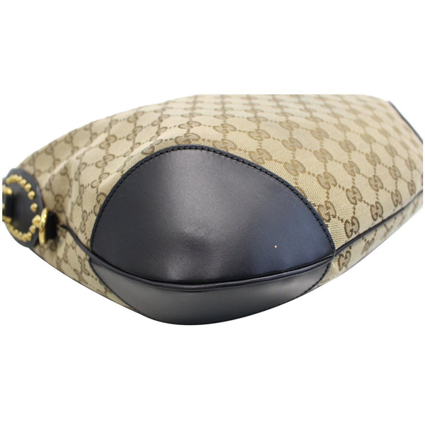 GUCCI Patti Studded Canvas Hobo Shoulder Bag Black 296870