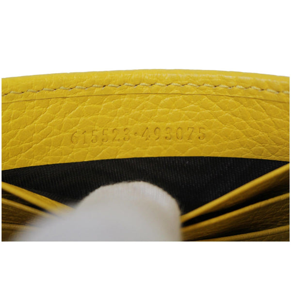 GUCCI GG Interlocking Pebbled Leather Crossbody Bag Yellow 615523