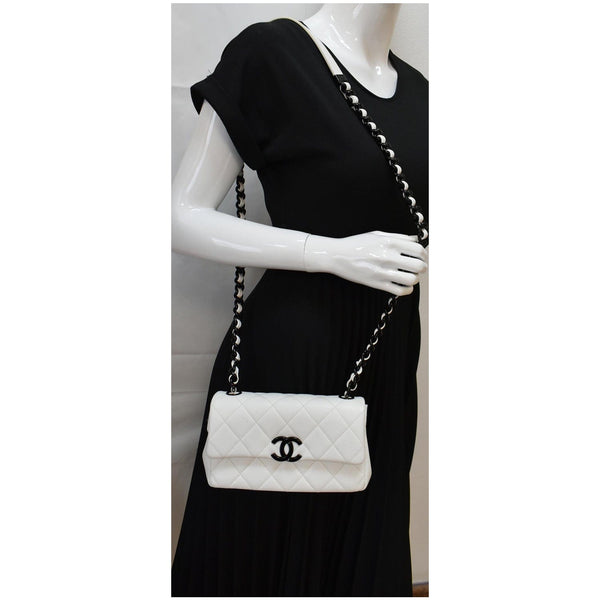 CHANEL My Everything Small Caviar Quilted Leather Flap Shoulder Bag White
