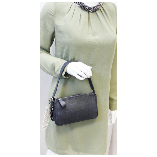 Burberry Canvas Coated Pochette Blue - Burberry Clutch for women