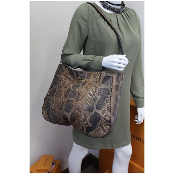 BURBERRY Large Python Leather Tote Shoulder Bag Brown