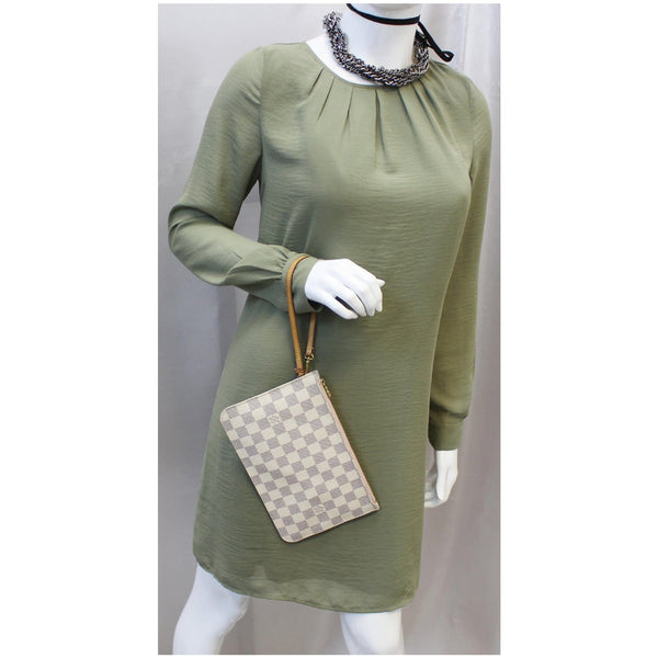 LOUIS VUITTON Pochette Wristlet Pouch Damier Azur Neverfull MM/GM Rose Ballerine