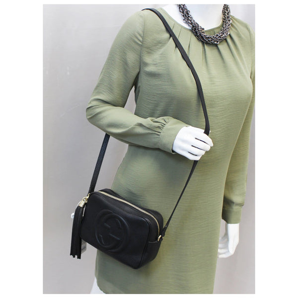 GUCCI Soho Disco Black Leather Crossbody Bag 308364-US