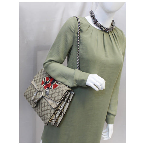 GUCCI Dionysus Medium GG Supreme Embroidered Shoulder Bag 400235 Beige-US