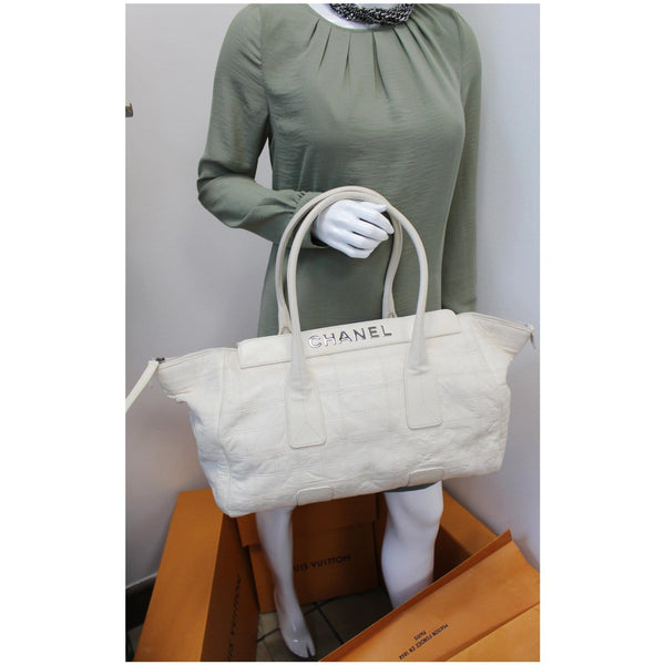 Chanel Square Stitched Lax Lambskin Tote Bag