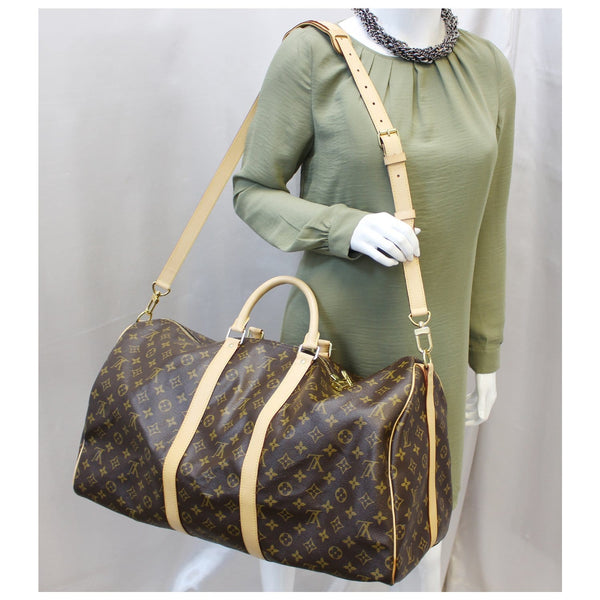 LOUIS VUITTON Keepall Bandouliere 55 Monogram Canvas Travel Bag-US