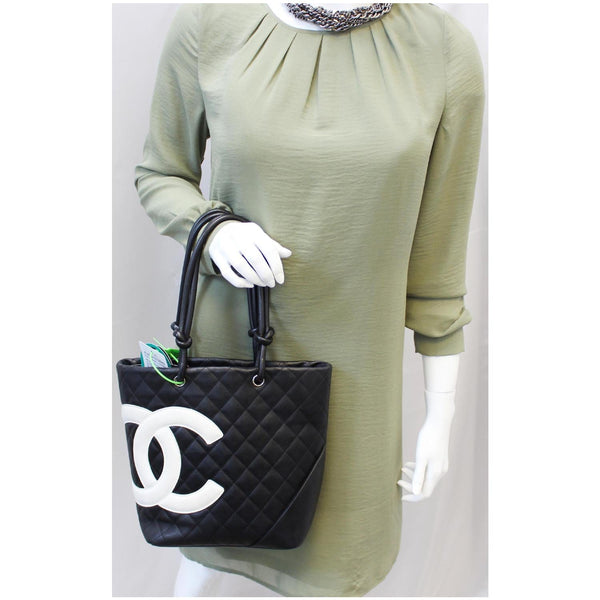 Chanel Tote Bag Cambon Small Quilted Leather Black