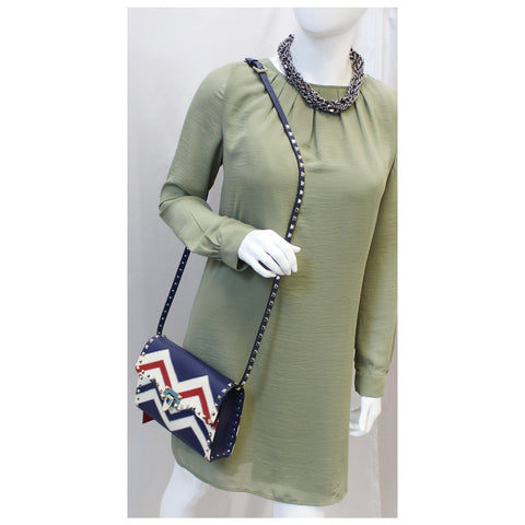 Valentino Chevron Motif Rockstud Crossbody Bag-US