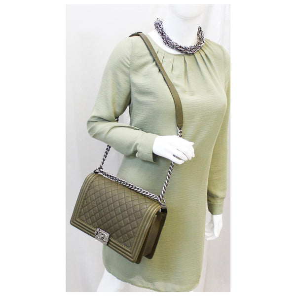 Chanel Boy Medium Flap Caviar Leather Shoulder Bag for women