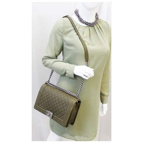 Chanel Boy Medium Flap Caviar Leather Shoulder Bag for women