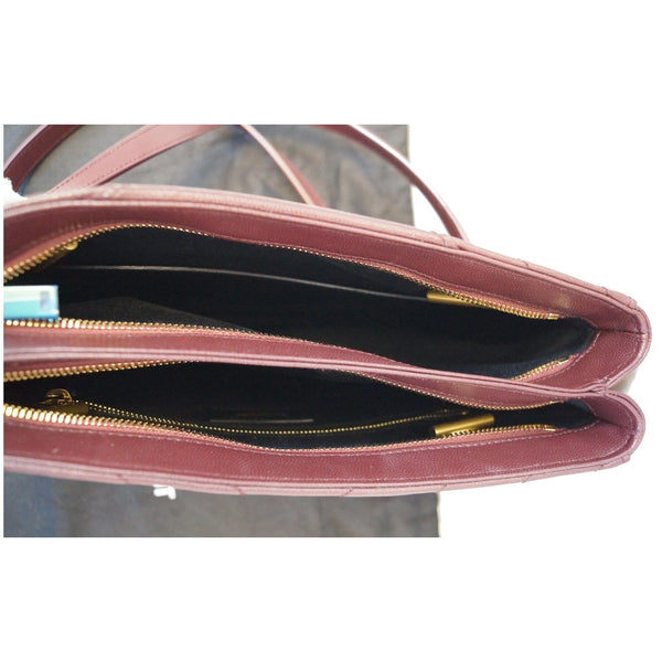 YVES SAINT LAURENT Tribeca Small Grain De Poudre Shopping Bag Burgundy - Last Call