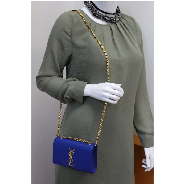 YVES SAINT LAURENT Kate Small Grain De Poudre Crossbody Bag Blue