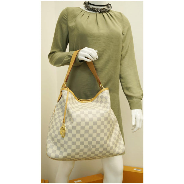 LOUIS VUITTON Delightful MM Damier Azur Hobo Shoulder Bag White