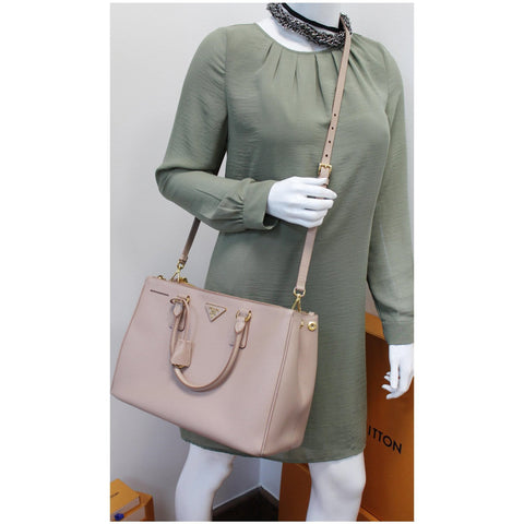 PRADA Lux Large Saffiano Leather Tote Shoulder Bag Light Pink