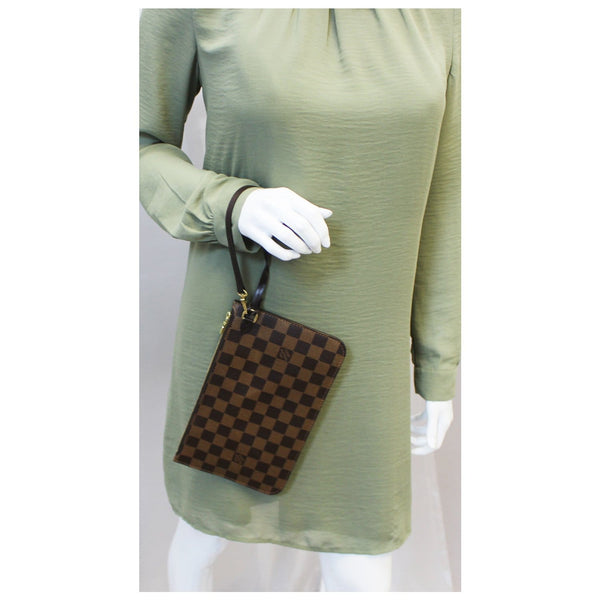 LOUIS VUITTON Damier Ebene Pochette Wristlet Pouch Neverfull GM-US