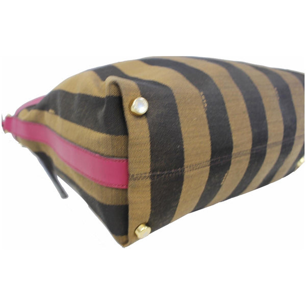 Fendi Tobacco Pequin Stripe Canvas Large - bottom view