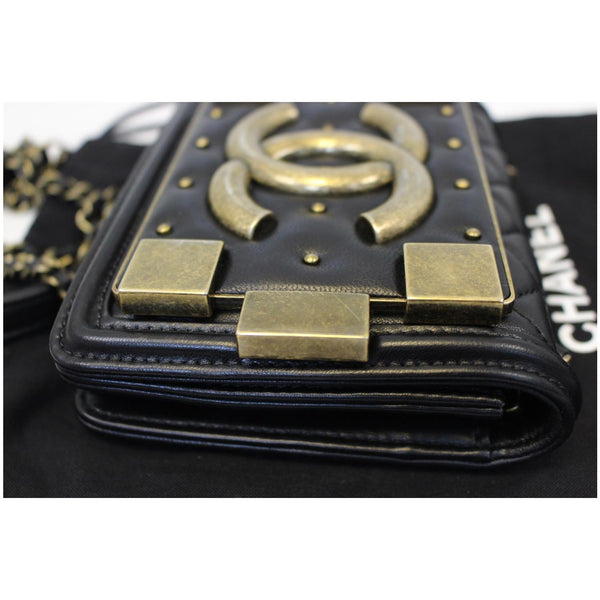 CHANEL Boy Brick Flap Black Leather Shoulder Bag-US