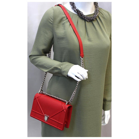 Christian Dior Diorama Small Flap Red Grained Leather for women