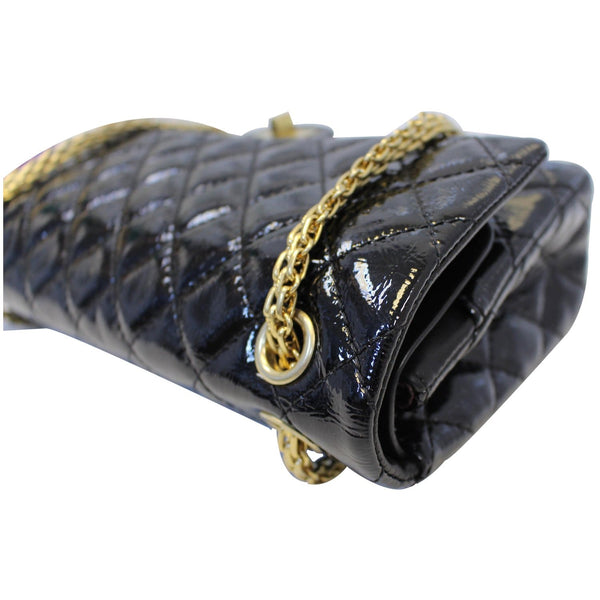 CHANEL Reissue Double Flap Patent Leather Shoulder Bag Black