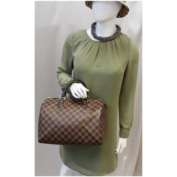 LOUIS VUITTON Speedy 30 Damier Ebene Satchel Bag Brown-US