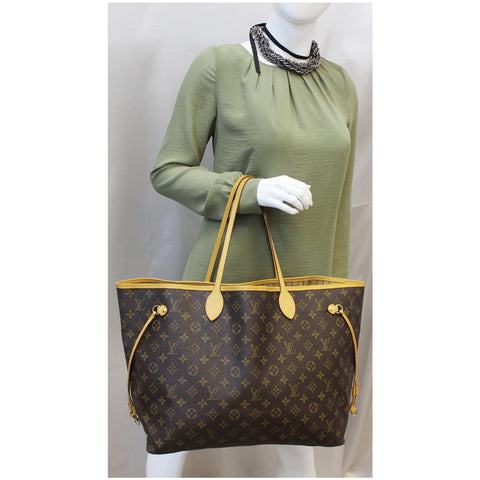LOUIS VUITTON Neverfull GM Monogram Canvas Tote Shoulder Bag Brown