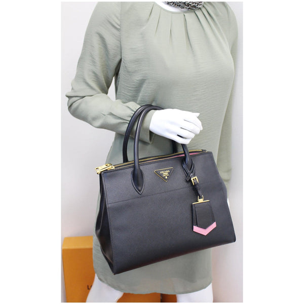PRADA Paradigme Saffiano Leather Tote Shoulder Bag Black