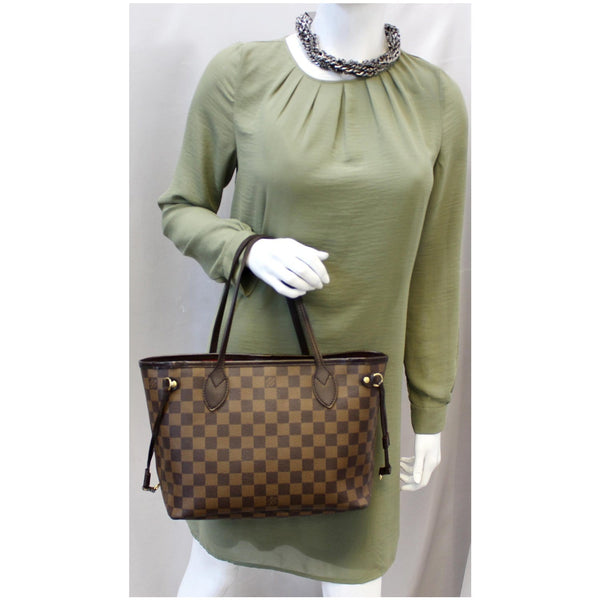 LOUIS VUITTON Neverfull PM Damier Ebene Tote Shoulder Bag Brown