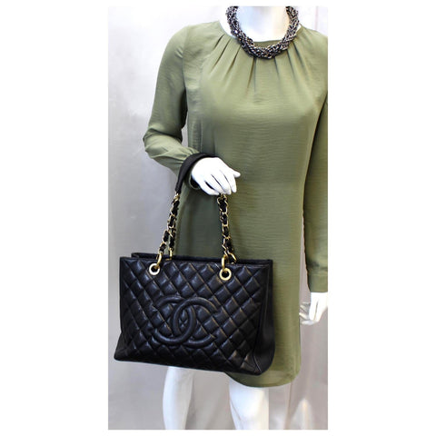 CHANEL Black Caviar Leather Grand Shopping Tote Bag-US