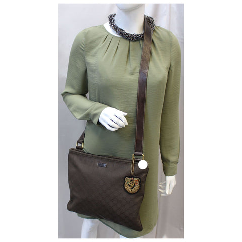 GUCCI GG Canvas Dark Brown Messenger Crossbody Bag-US