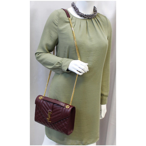 YVES Saint Laurent Envelope Medium Chain Shoulder Bag Burgundy-US
