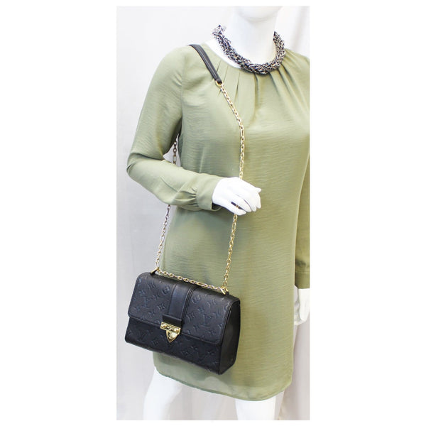 LOUIS VUITTON Saint Sulpice PM Empreinte Leather Crossbody Bag Noir-US