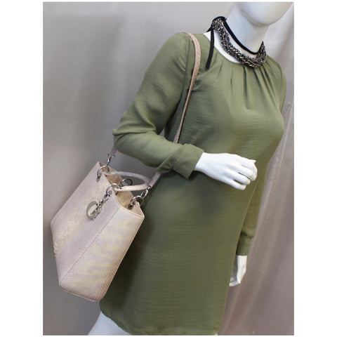 Christian Dior Lady Dior Large Python Shoulder Bag Blush Pink