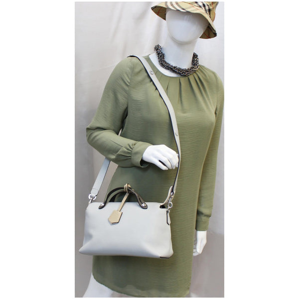 FENDI Small By The Way Leather Shoulder Bag Gray/Light Blue-US